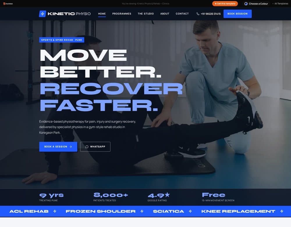 Kinetic Physio & Rehab template preview