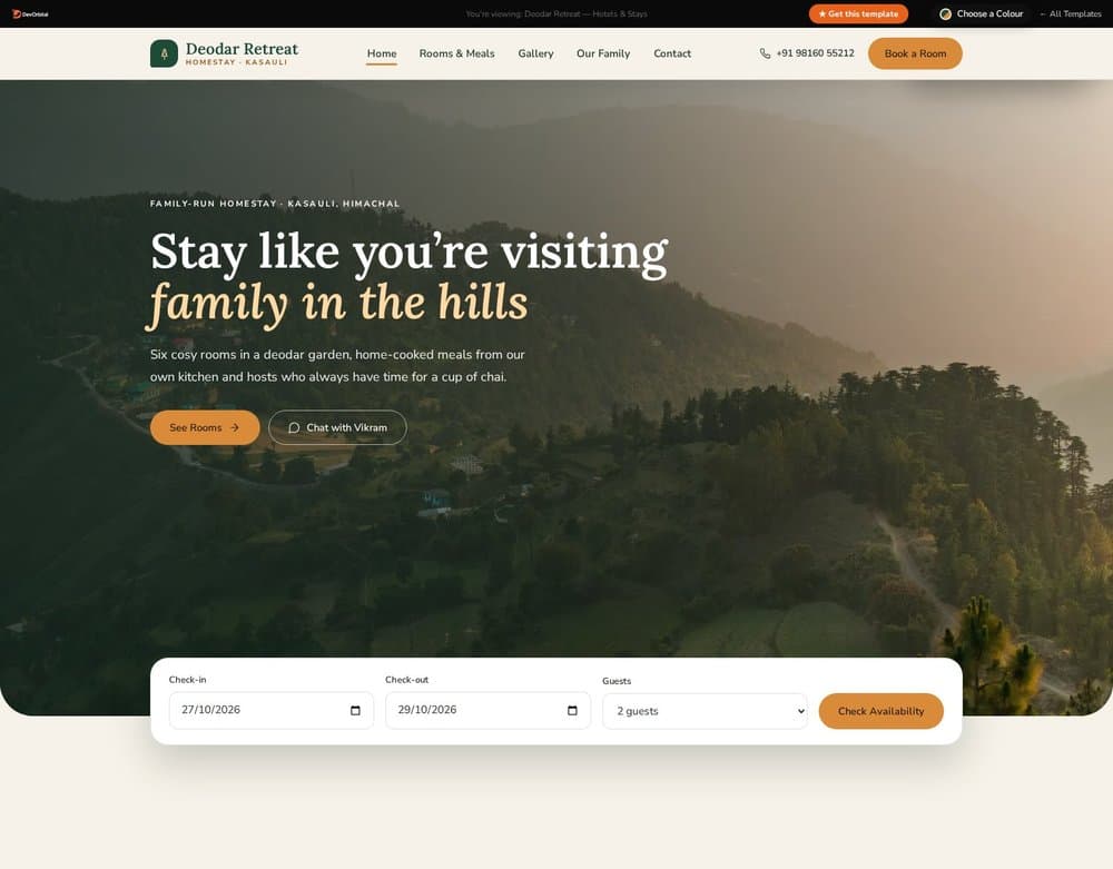Deodar Retreat template preview