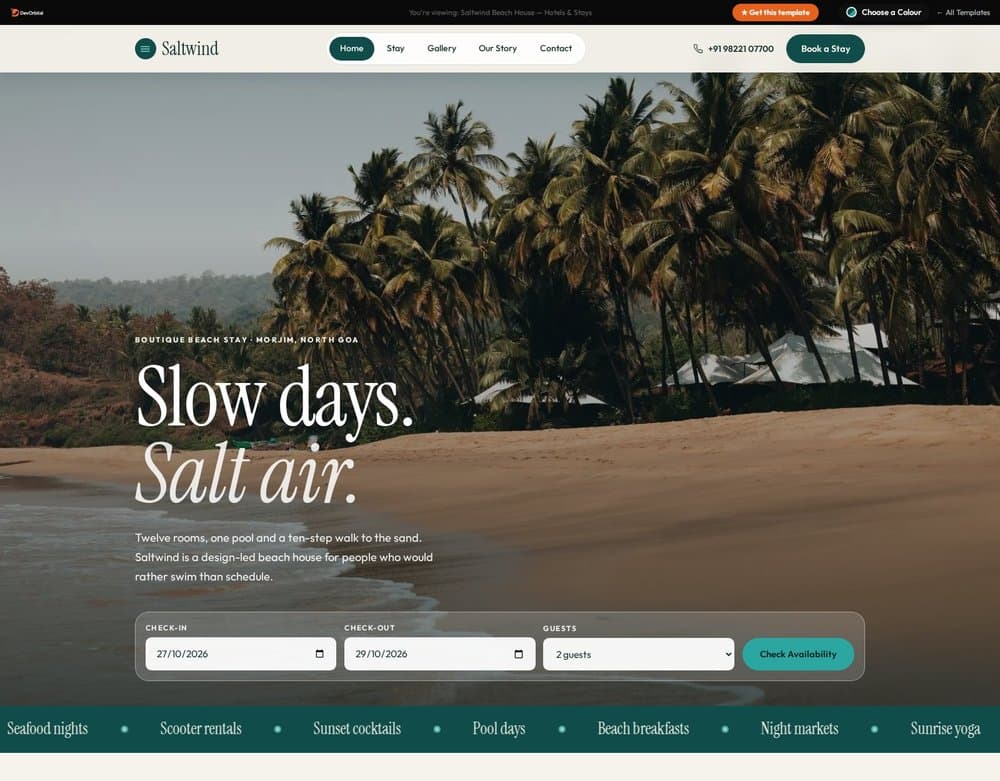 Saltwind Beach House template preview