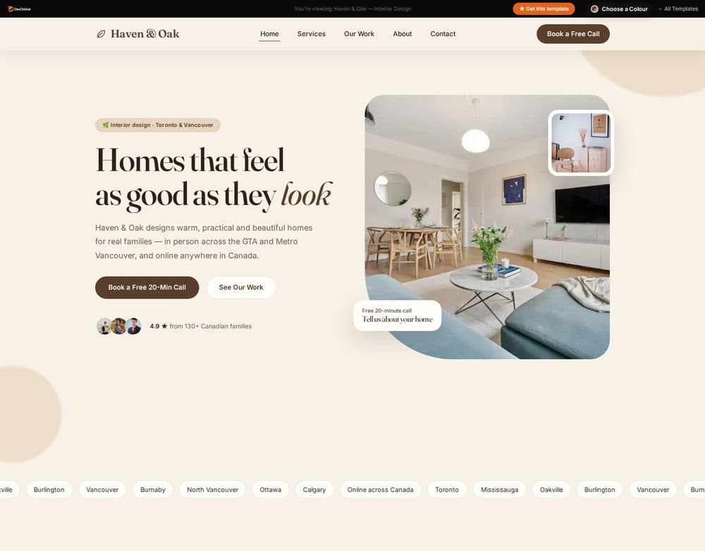 Haven & Oak template preview