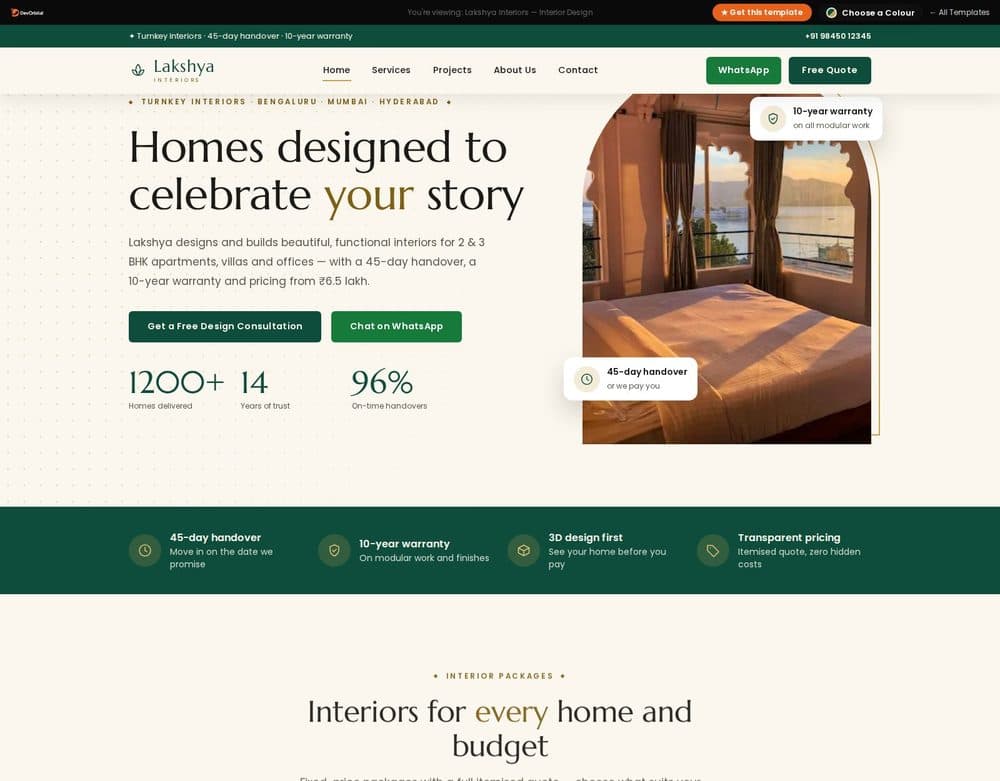 Lakshya Interiors template preview