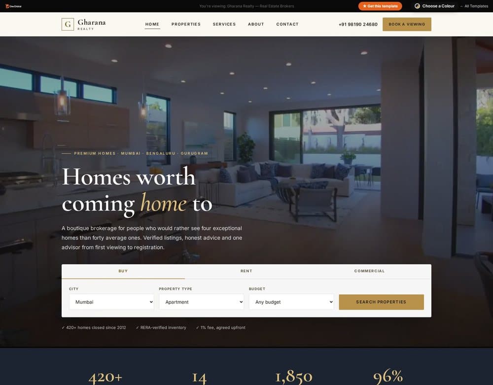 Gharana Realty template preview