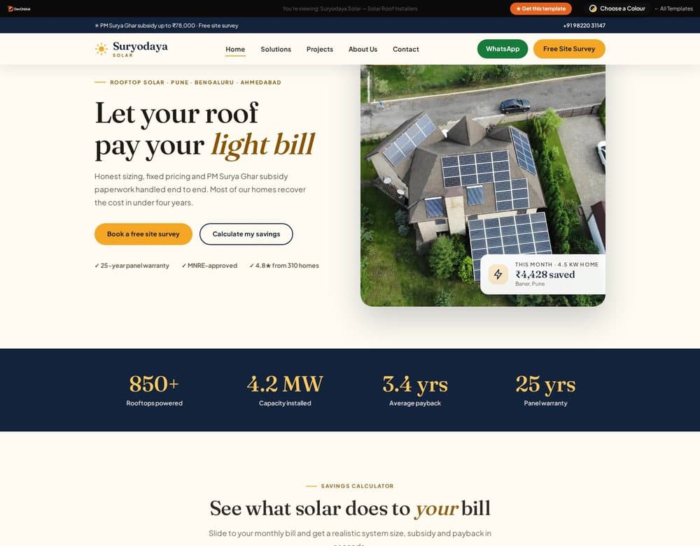 Suryodaya Solar template preview