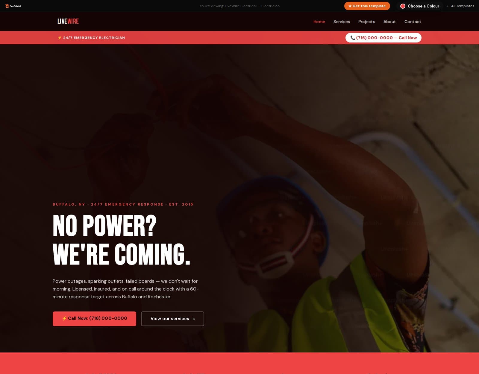 LiveWire Electrical Review: Inside This Electrician Website Template preview